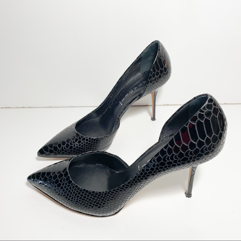 Casadei Black Python Embossed Patent Leather Poin… - image 3